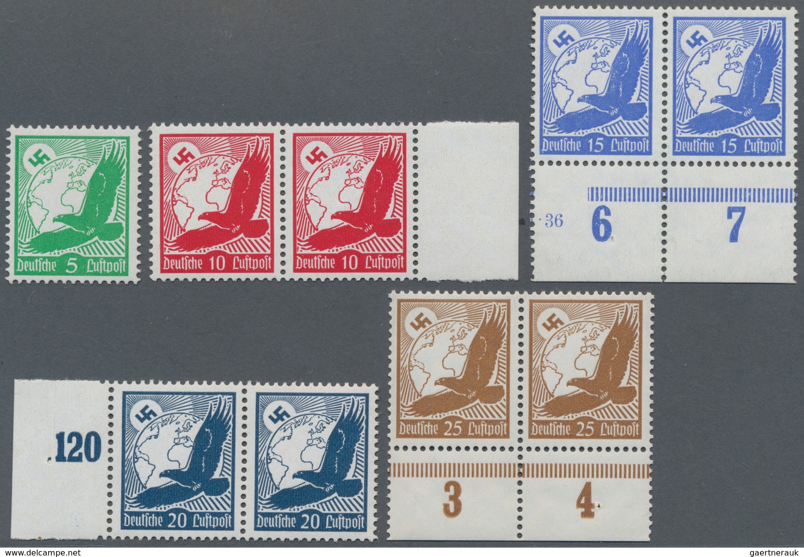 Deutsches Reich - 3. Reich: 1934, Flugpostmarken, 5 Pfg. Als Einzelmarke, 10 Pfg.- 3 MK Als Paar, Te - Covers & Documents