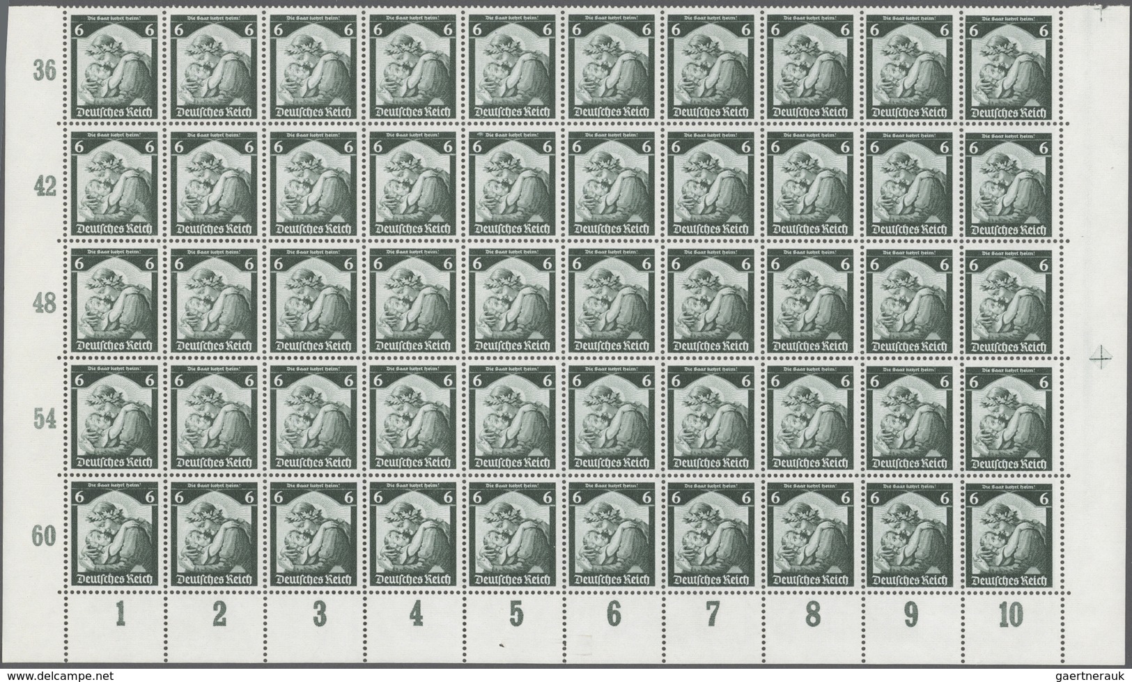 Deutsches Reich - 3. Reich: 1935, 3 Pfg. Bis 25 Pfg. Saarabstimmung Im Kpl. Unteren Bogensatz, Mitti - Briefe U. Dokumente