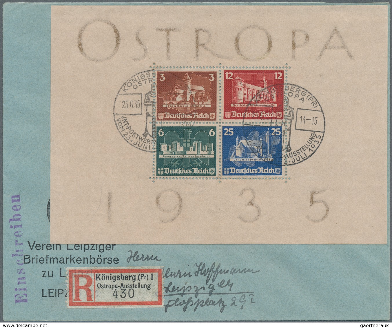 Deutsches Reich - 3. Reich: 1936. Ostropa-Block Auf Umschlag Des Vereins Leipziger Briefmarkenbörse - Covers & Documents