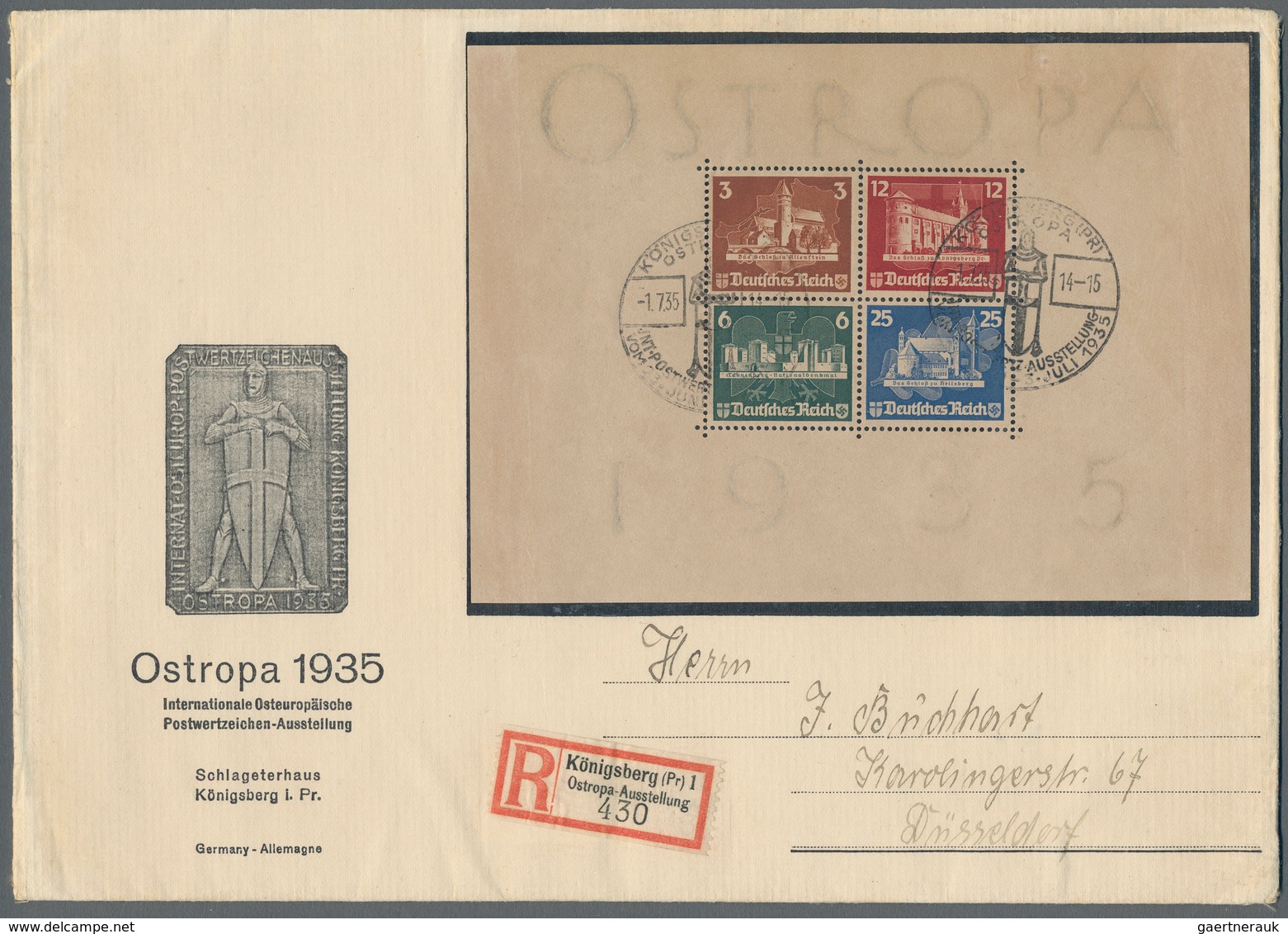 Deutsches Reich - 3. Reich: 1935, OSTROPA-Block Auf Ausstellungs-Einschreiben Mit Sonderstempel Vom - Briefe U. Dokumente