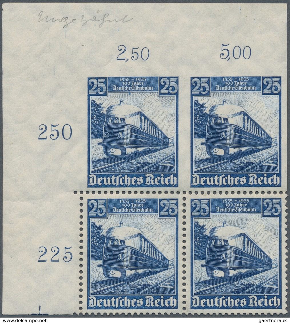 Deutsches Reich - 3. Reich: 1935, 25 Pf. "100 Jahre Eisenbahn" Im DREISEITIG UNGEZÄHNTEN ECKRAND-PAA - Covers & Documents