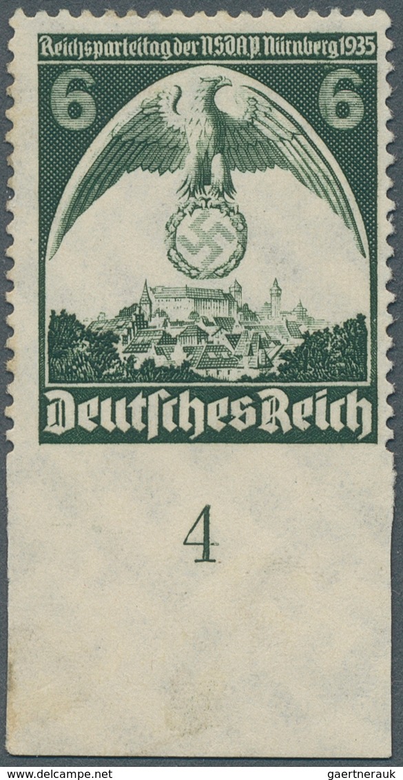 Deutsches Reich - 3. Reich: 1935, Reichsparteit 6 Pfg. Schwarzgrün, Unten UNGEZÄHNTES Ungebrauchtes - Briefe U. Dokumente