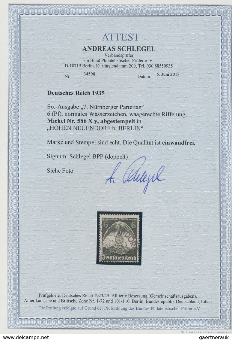 Deutsches Reich - 3. Reich: 1935, Reichsparteitag 6 Pfg. Schwarzgrün Mit Waagerechter Gummiriffelung - Briefe U. Dokumente