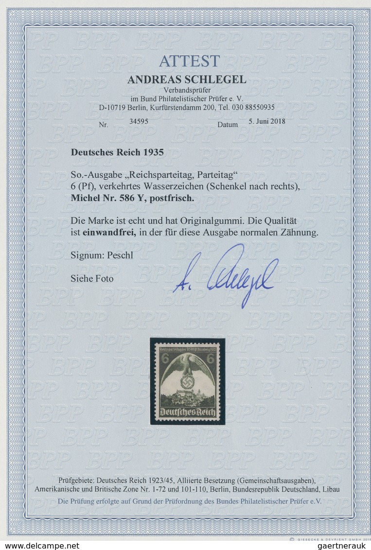 Deutsches Reich - 3. Reich: 1935, Reichsparteitag 6 Pfg. Schwarzgrün, Postfrisches Exemplar Mit Dem - Briefe U. Dokumente