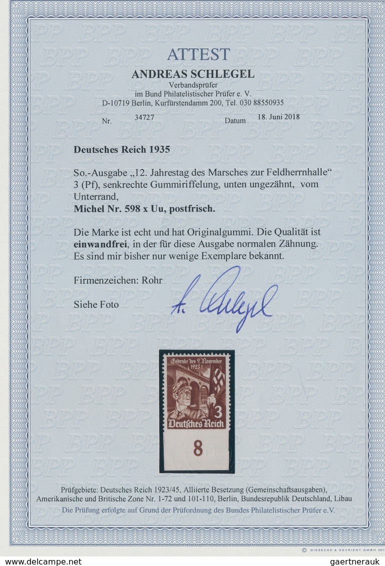 Deutsches Reich - 3. Reich: 1935, "12. Jahrestag Des Hitlerputsches", Unten Ungezähnt Mit Unterrand, - Covers & Documents