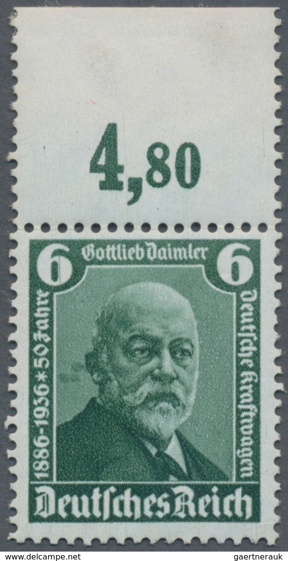 Deutsches Reich - 3. Reich: 1936, Gottlieb Daimler 6 Pf Grün Vom Oberrand (gefaltet) Mit Plattenfehl - Briefe U. Dokumente