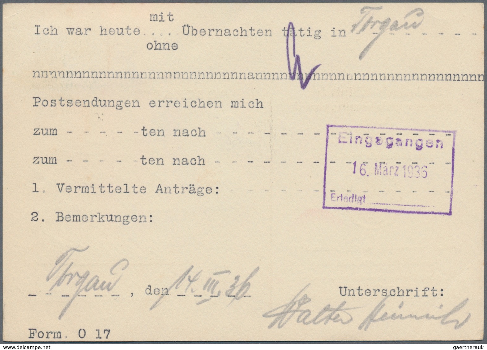 Deutsches Reich - 3. Reich: 1936, Gottlieb Daimler 6 Pf Grün Mit Dem Seltenen Plattenfehler "Anlasse - Briefe U. Dokumente