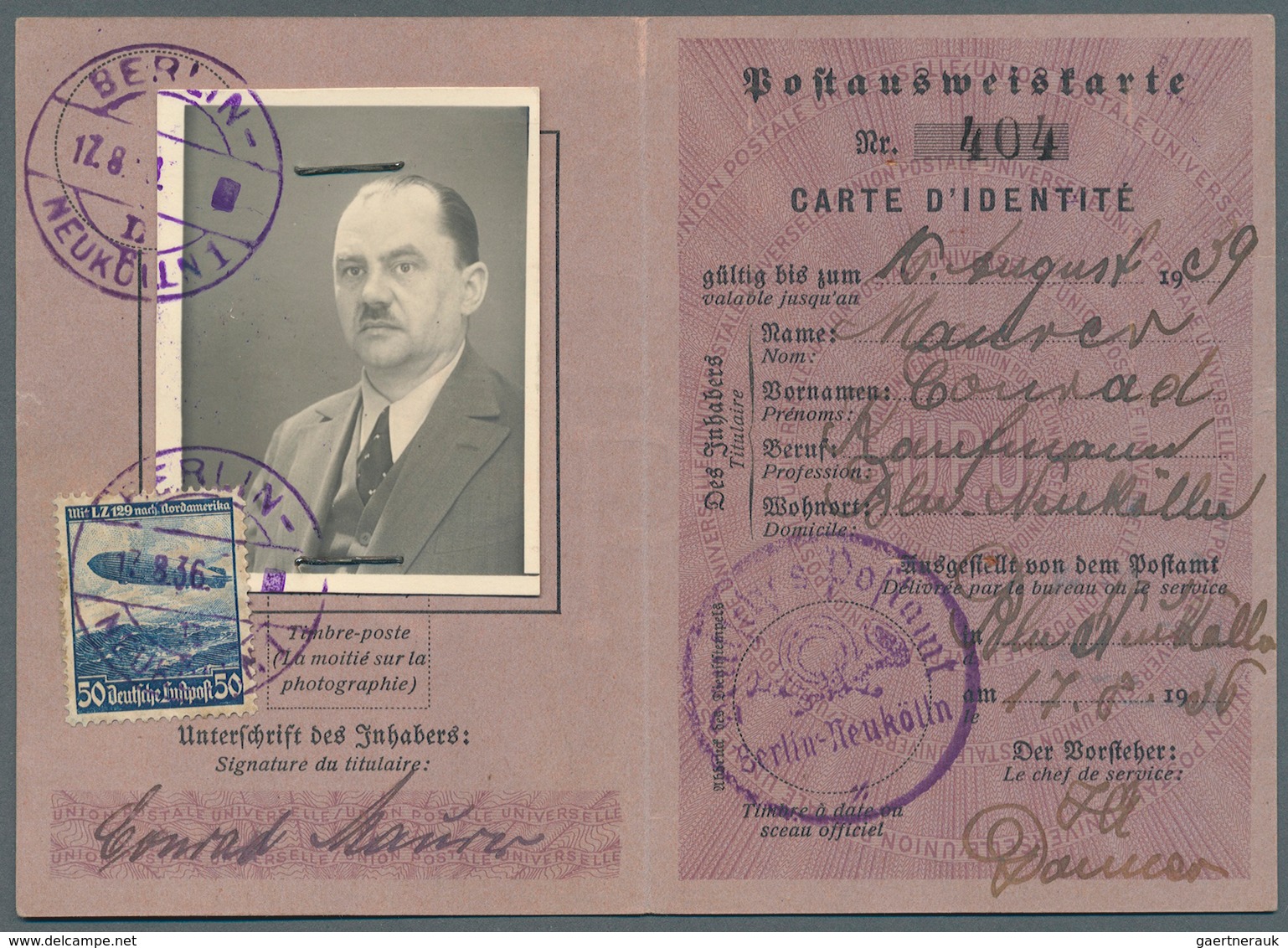 Deutsches Reich - 3. Reich: 1936, 50 Pfg. Luftschiff Hindenburg Als Portogerechte Verwendung Für Die - Briefe U. Dokumente