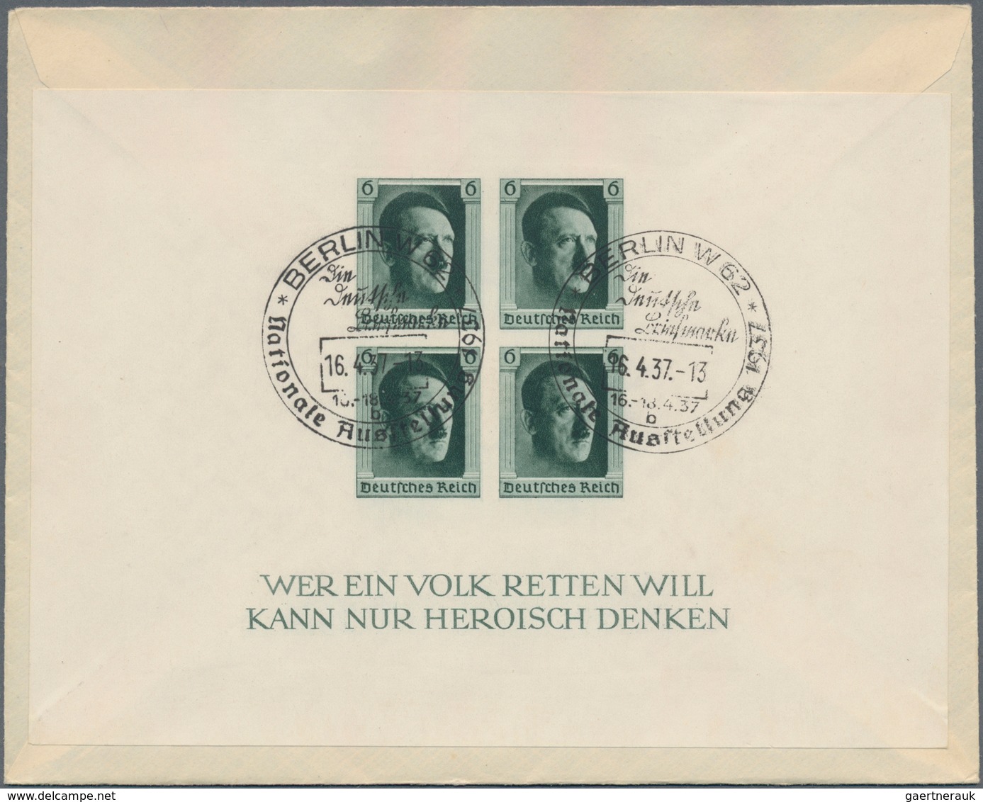 Deutsches Reich - 3. Reich: 1937, Hitler-Block Ungezähnt Rückseitig Auf Orts-Brief Als FDC "BERLIN W - Covers & Documents