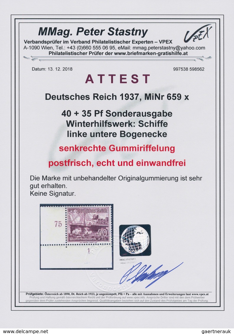 Deutsches Reich - 3. Reich: 1937, 40 Pf Winterhilfswerk Schiffe Mit Senkrechter Gummiriffelung Aus D - Covers & Documents