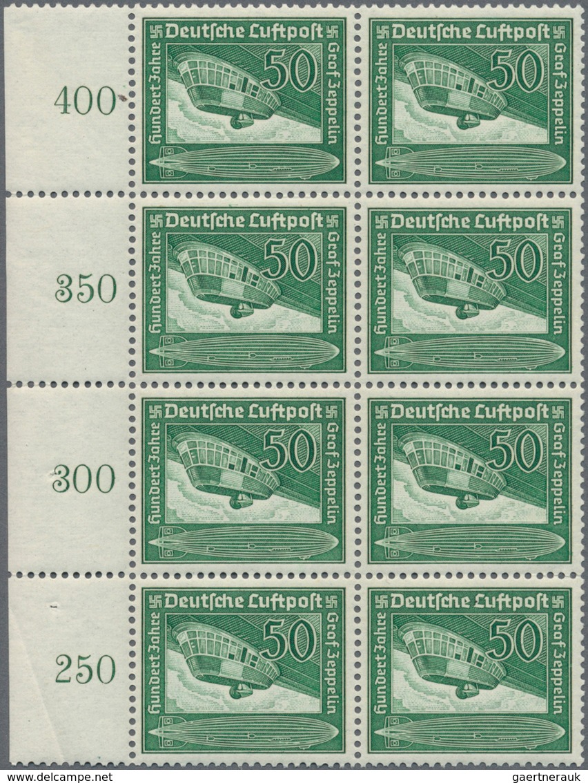 Deutsches Reich - 3. Reich: 1938, 100. Geburtstag Von Graf Zeppelin Komplett Im Postfrischen 8-er-Bl - Covers & Documents