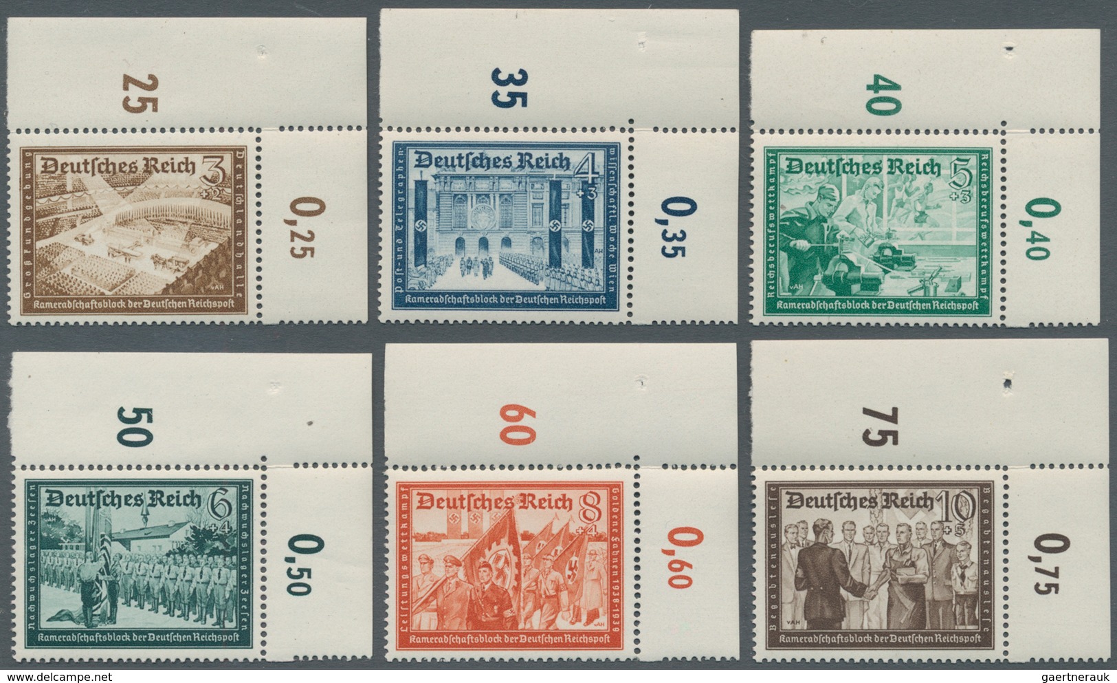 Deutsches Reich - 3. Reich: 1939, Kameradschaftsblock I, Komplette 12 Werte, 25+50 Pf 70 Jahre Deuts - Covers & Documents