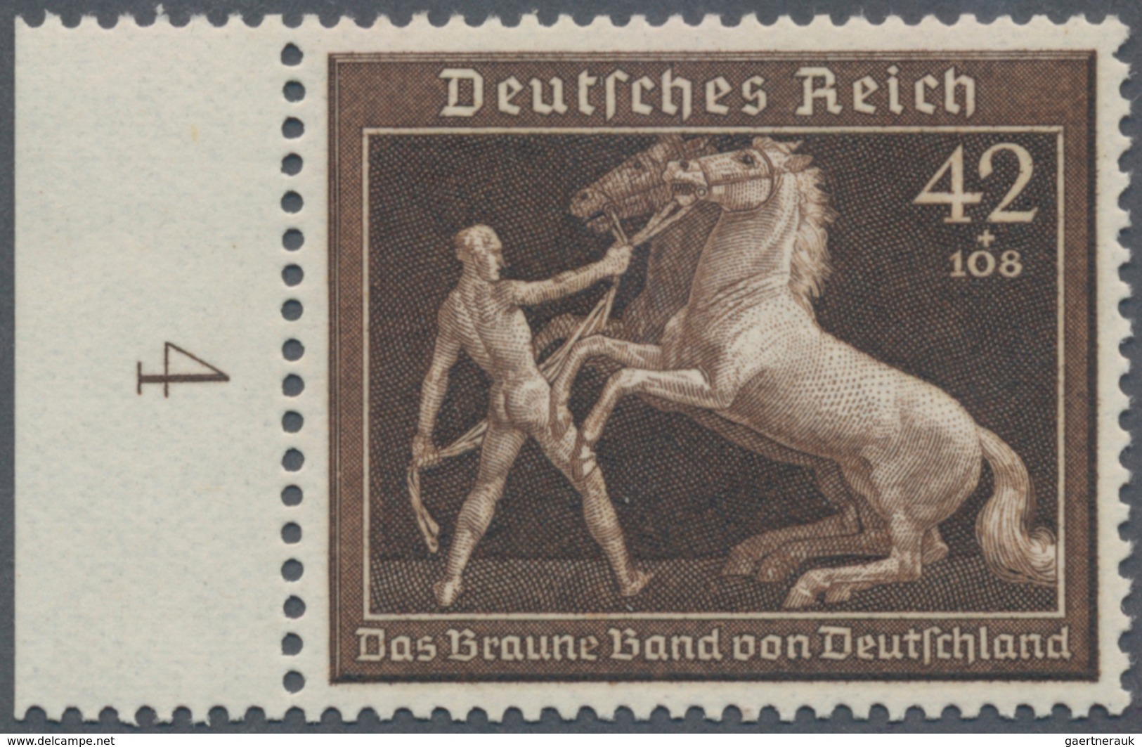 Deutsches Reich - 3. Reich: 1939, 42Pf+108 Pf, Braunes Band Mit Rückseitigem Vollabklatsch Der Braun - Briefe U. Dokumente