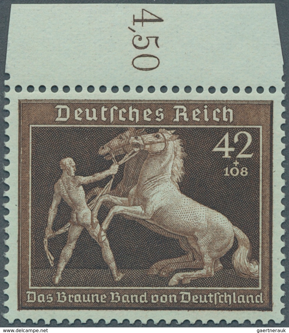 Deutsches Reich - 3. Reich: 1939, "Braunes Band" 42 + 108 Pfg. Dunkelsiena, Oberrandstück Auf GRÜNLI - Briefe U. Dokumente