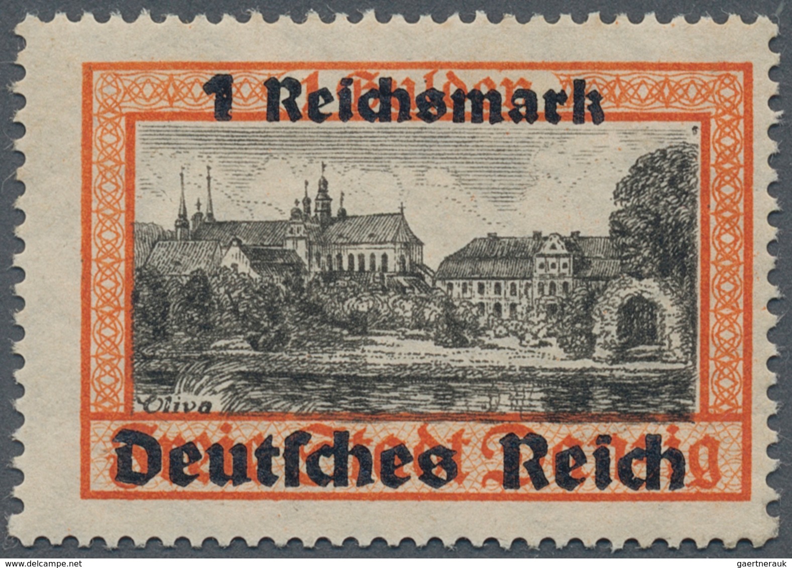 Deutsches Reich - 3. Reich: 1939, "Danzig Abschied" 1 RM Auf 1 G. Rotorange/lilaschwarz, Verkehrtes - Briefe U. Dokumente