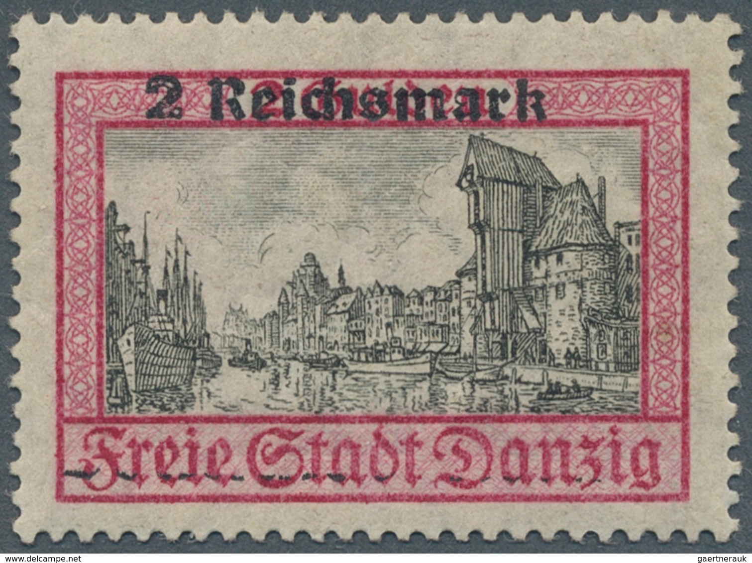 Deutsches Reich - 3. Reich: 1939, "Danzig Abschied", 2 RM Auf 2 G. Rosa/grauschwarz, Dickeres Papier - Briefe U. Dokumente