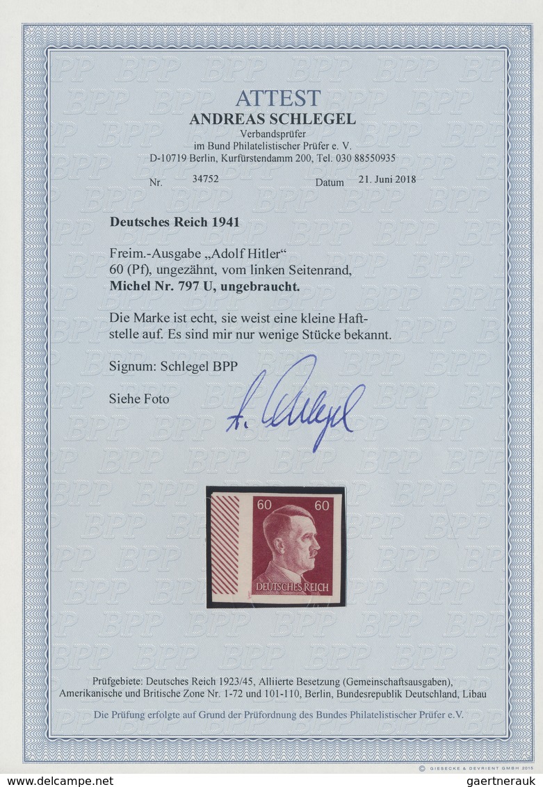 Deutsches Reich - 3. Reich: 1941, Freimarke 60 Pfg. Braun, Sauber Ungebrauchtes, Vollständig UNGEZÄH - Covers & Documents