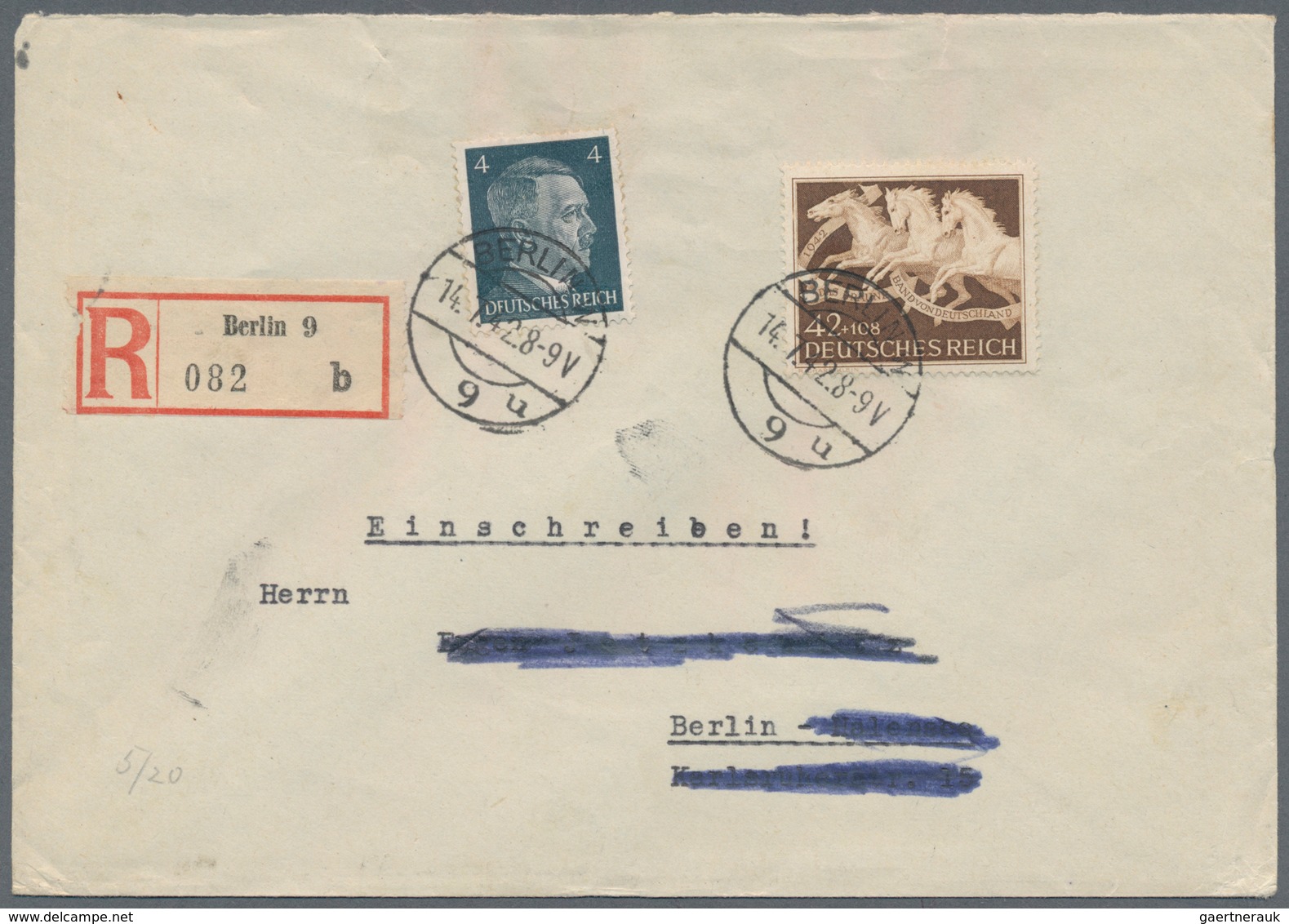 Deutsches Reich - 3. Reich: 1942, 42+108 Pf. Galopprennen Mit Ersttagsstempel Vom 14.7.42 Als Orts-R - Briefe U. Dokumente