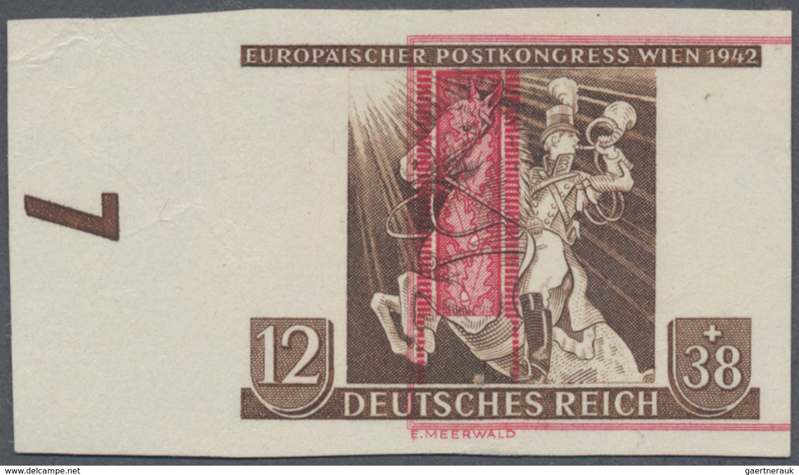 Deutsches Reich - 3. Reich: 1942, Europäischer Postkongress 12 Pf. Geschnittener Probedruck Ungebrau - Briefe U. Dokumente