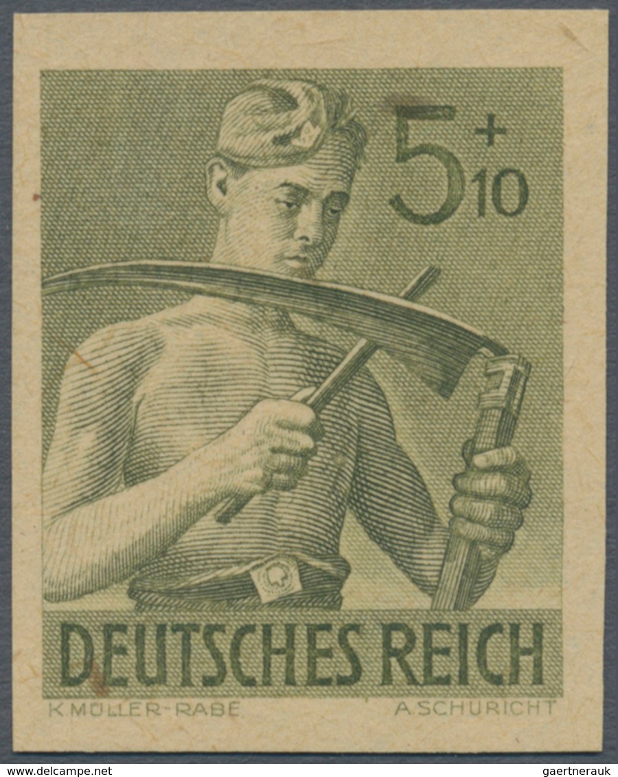 Deutsches Reich - 3. Reich: 1943, 5+10 Pfg. Arbeitsdienstals Ungezähnter Probedruck, Ohne Gummi Auf - Lettres & Documents