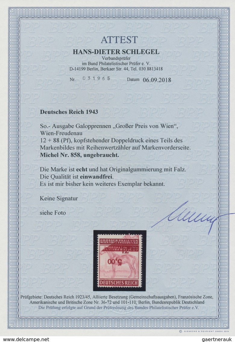 Deutsches Reich - 3. Reich: 1943. Großer Preis Von Wien 12+88 Pf. Kopfstehender Doppeldruck Eines Te - Briefe U. Dokumente