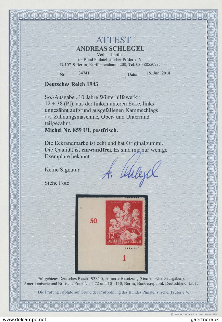 Deutsches Reich - 3. Reich: 1943, "10 Jahre Winterhilfswerk", 12 + 38 Pfg. Braunrot, Linkes Unteres - Covers & Documents