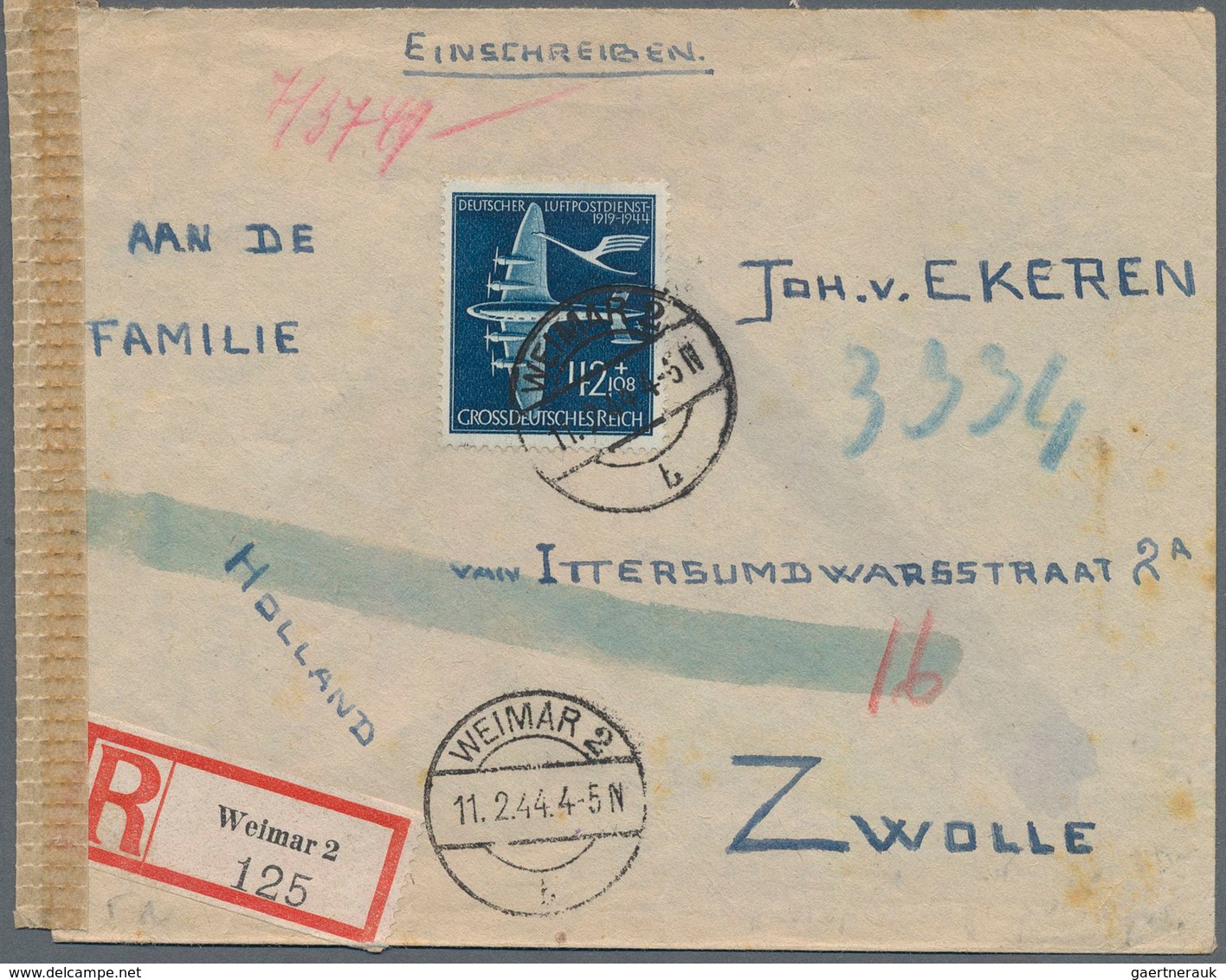Deutsches Reich - 3. Reich: 1944, 42 Pf "Dt. Luftpostdienst", Portogerechte Einzelfrankatur Zum Euro - Briefe U. Dokumente