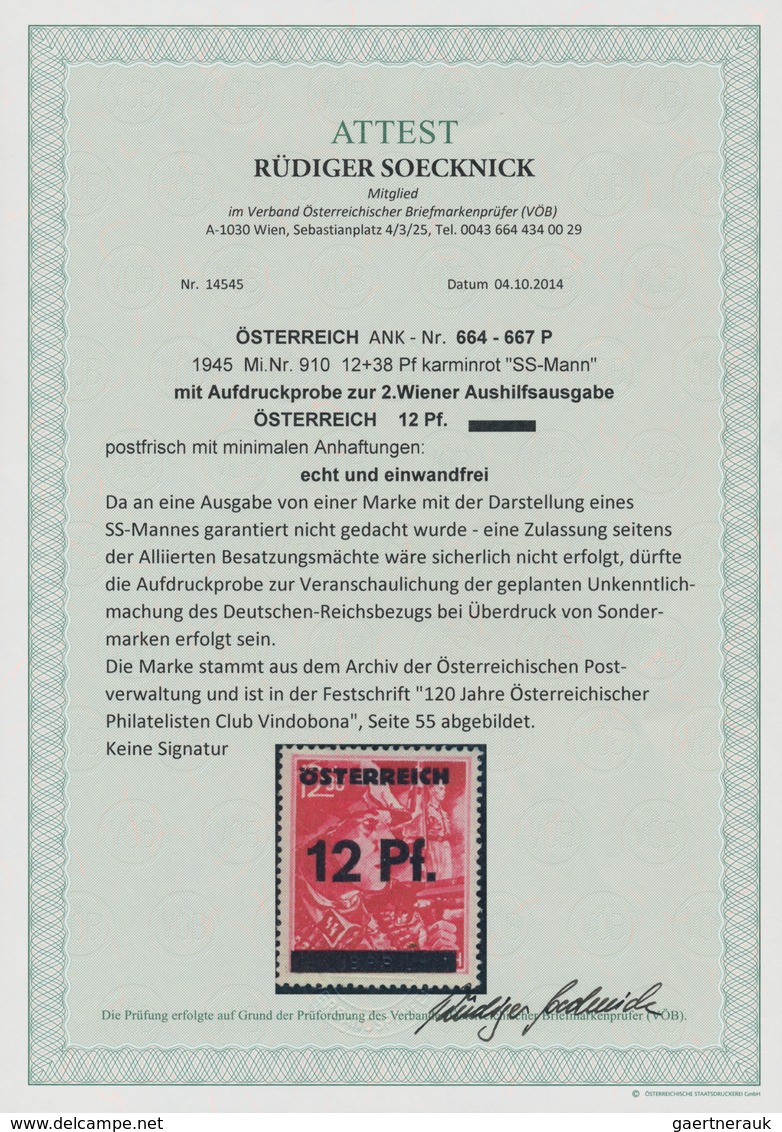 Deutsches Reich - 3. Reich: 1945, AUFDRUCKPROBE ZUR 2. WIENER AUSHILFSAUSGABE, Aufdruck "ÖSTERREICH - Covers & Documents