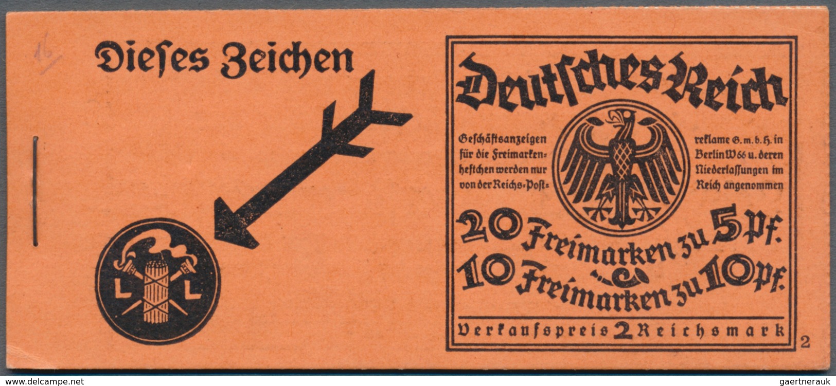 Deutsches Reich - Markenheftchen: 1925, MH 2 RM "Neuer Reichsadler", 1. Deckelseite Mit Bleistiftbes - Booklets