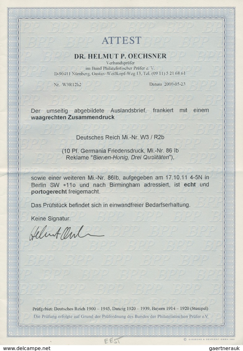 Deutsches Reich - Zusammendrucke: 1911, Germania 10 Pf. Karmin Mit Links Anhängenden Zierfeld 'Biene - Se-Tenant