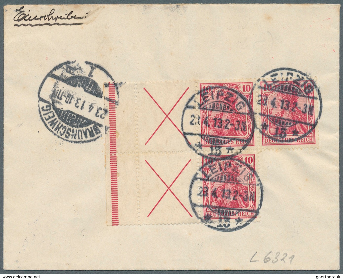 Deutsches Reich - Zusammendrucke: 1913, X+10 Im Senkr. Linken Randpaar Mit Zusätzlich 1x 10 Pf-Wert - Se-Tenant