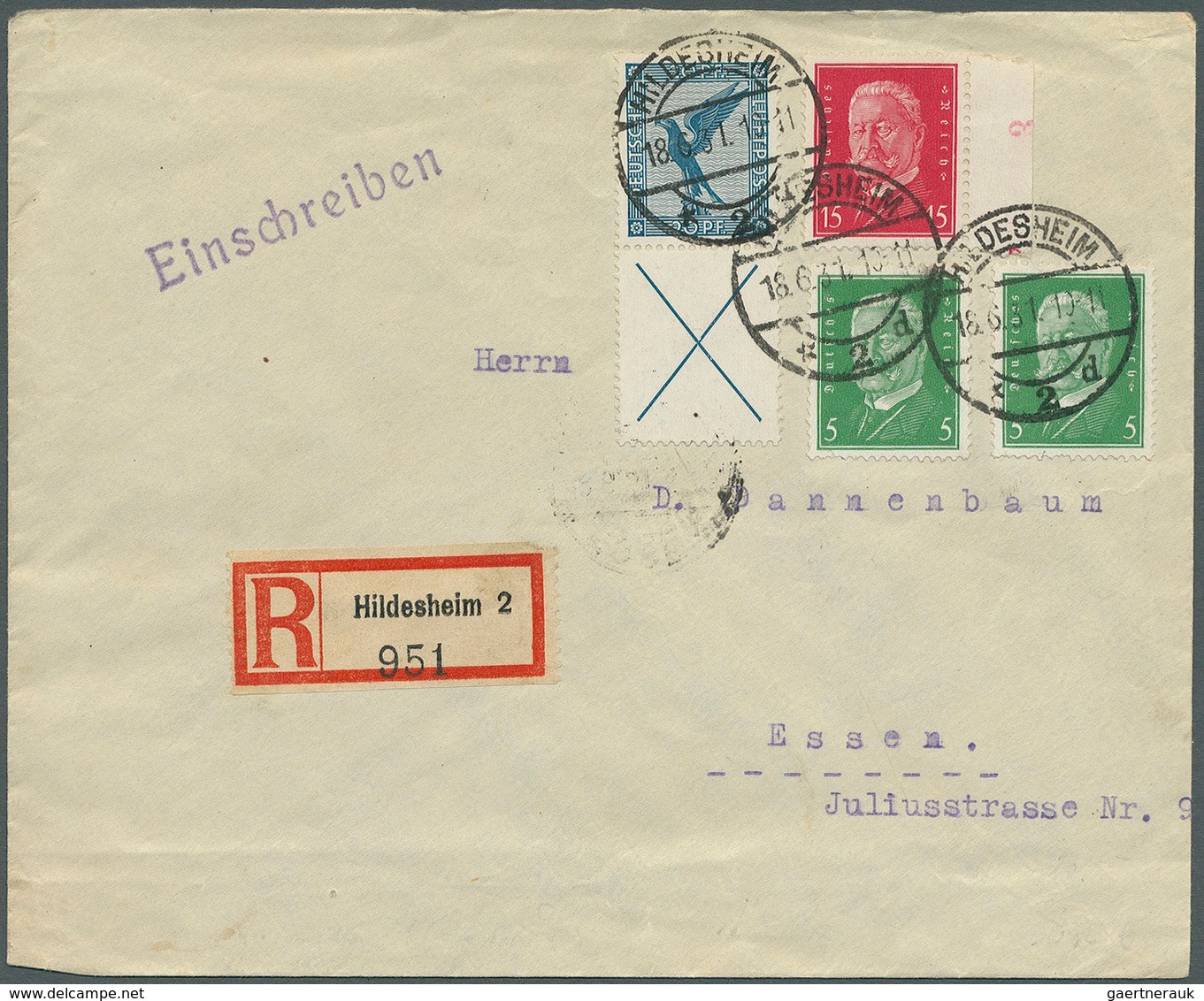 Deutsches Reich - Zusammendrucke: 1930, Flugpost 20 + X, Senkr. Zusammendruck Mit 2 X 5 Und 15 Pf. R - Zusammendrucke