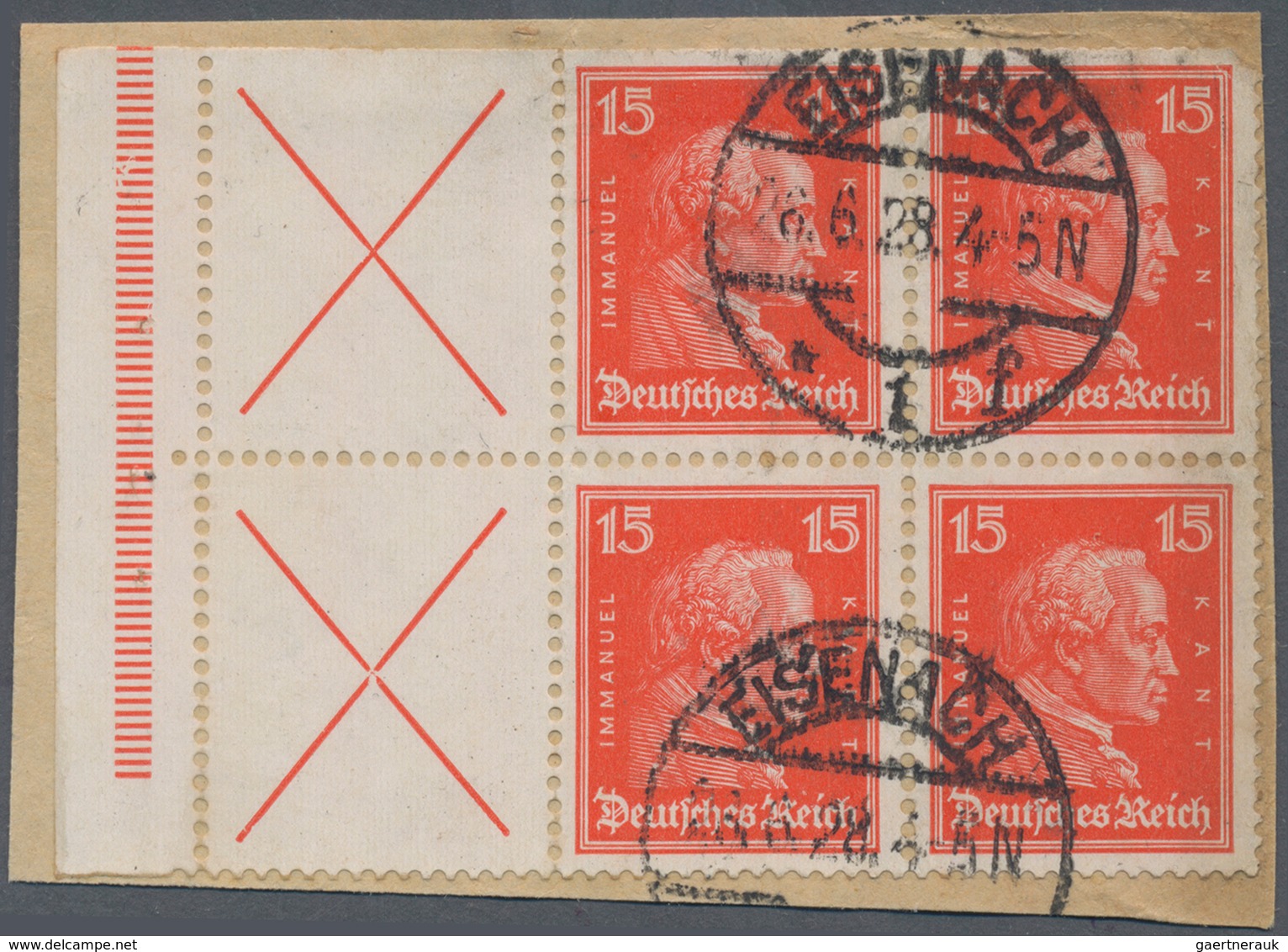 Deutsches Reich - Zusammendrucke: 1927, Zusammendrucke Aus MH 22, X/15 Pfg. Kant Im Senkrechten Paar - Se-Tenant