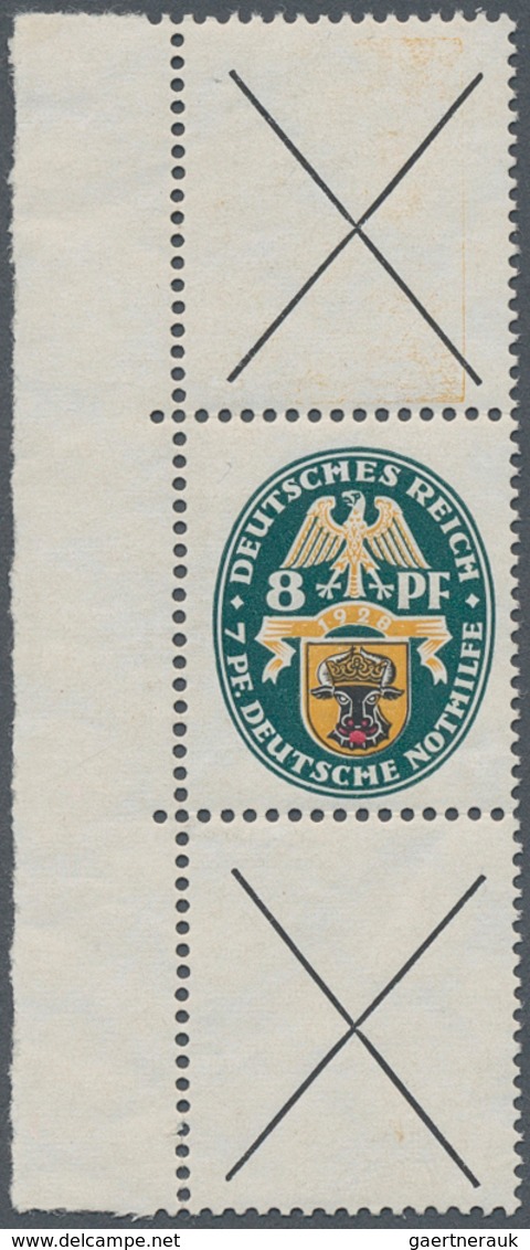 Deutsches Reich - Zusammendrucke: 1928, 8 Pf Wappen Senkr. Zusammendruck-Streifen Vom Linken Rand Po - Se-Tenant