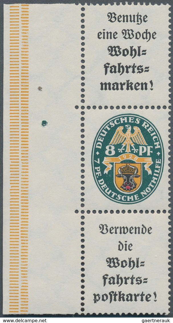 Deutsches Reich - Zusammendrucke: 1929, Wohlfahrt: Landeswappen A2 + 8 Pfg. + A1.1., Senkrechter Not - Zusammendrucke