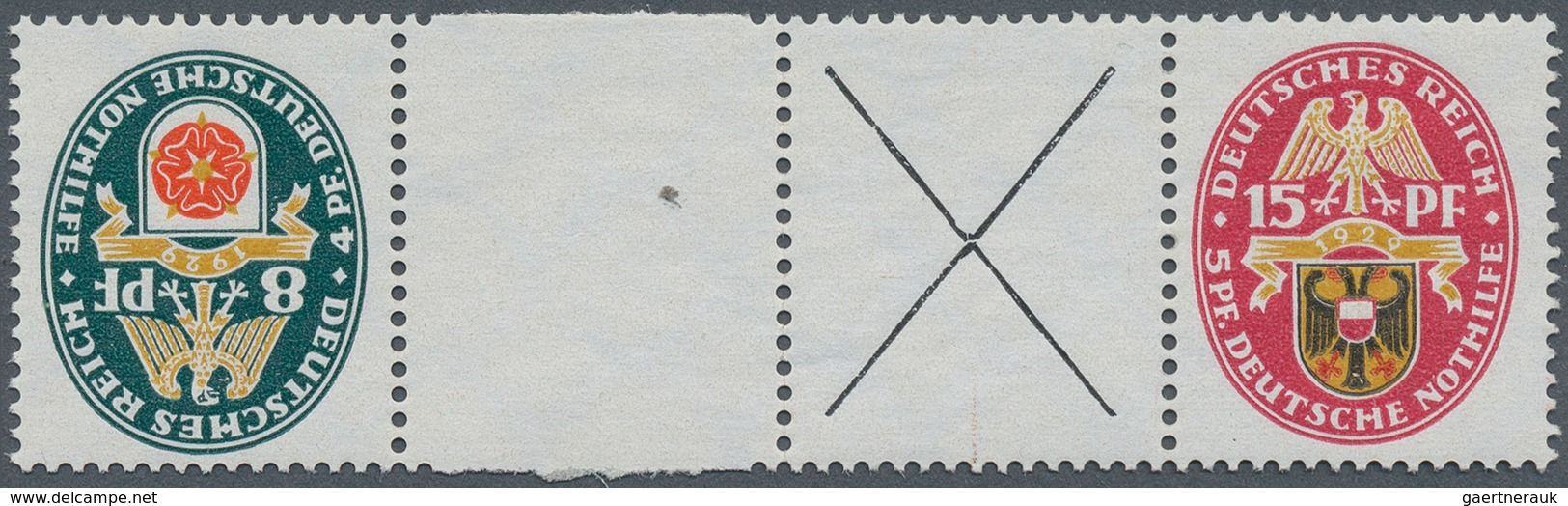 Deutsches Reich - Zusammendrucke: 1928. Nothilfe Zusammendruck 15 Pf + 84 Mit Zwischensteg Und Grüne - Zusammendrucke