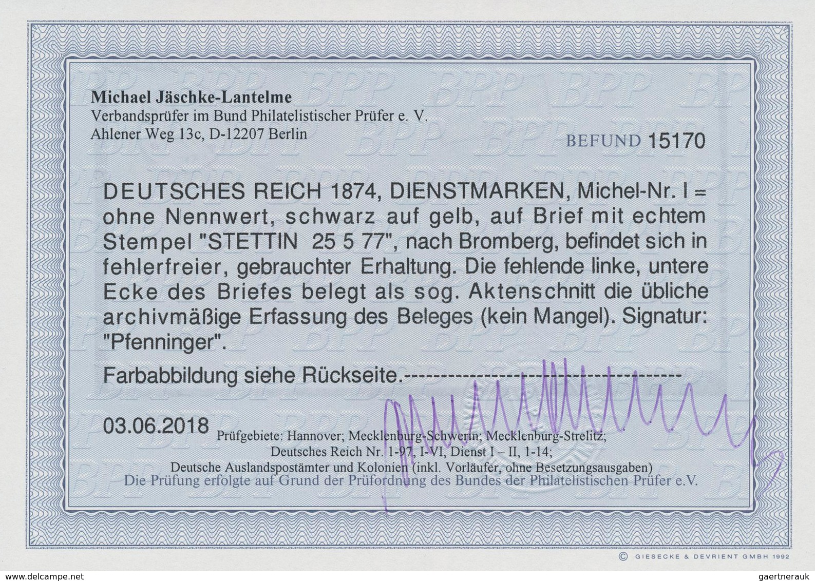 Deutsches Reich - Dienstmarken: 1874, Gebührenzettel Ohne Nennwert Für Dienstbriefe Der Eisenbahn, S - Officials