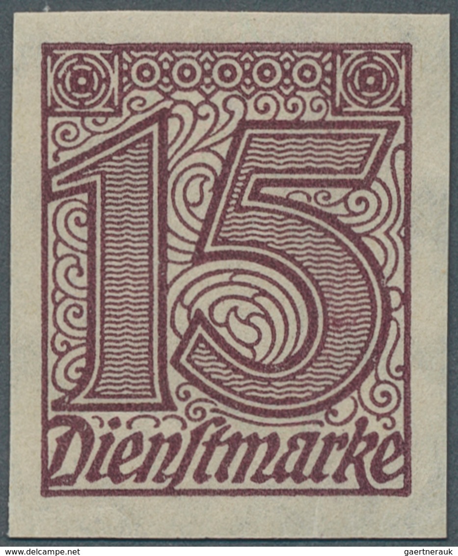 Deutsches Reich - Dienstmarken: 1920, 15 Pfg. Karminbraun, UNGEZÄHNT, Einwandfrei Postfrisches Breit - Service