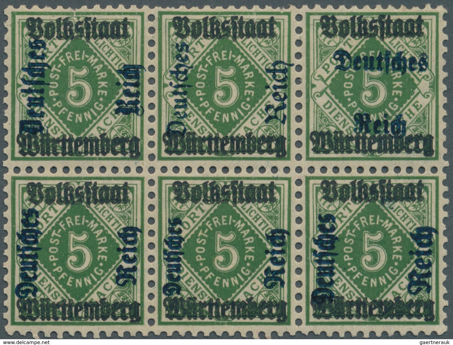 Deutsches Reich - Dienstmarken: 1920, Aufdruck-Proben Für Die In Württemberg Verwendeten Dienstmarke - Dienstmarken