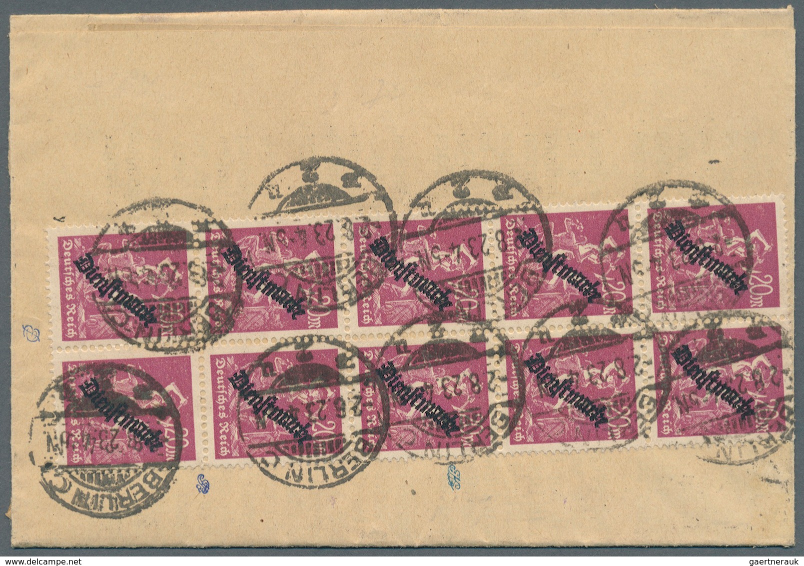 Deutsches Reich - Dienstmarken: 1923, 20 M. Schlangenaufdruck Mit Liegendem Wasserzeichen, Senkrecht - Service
