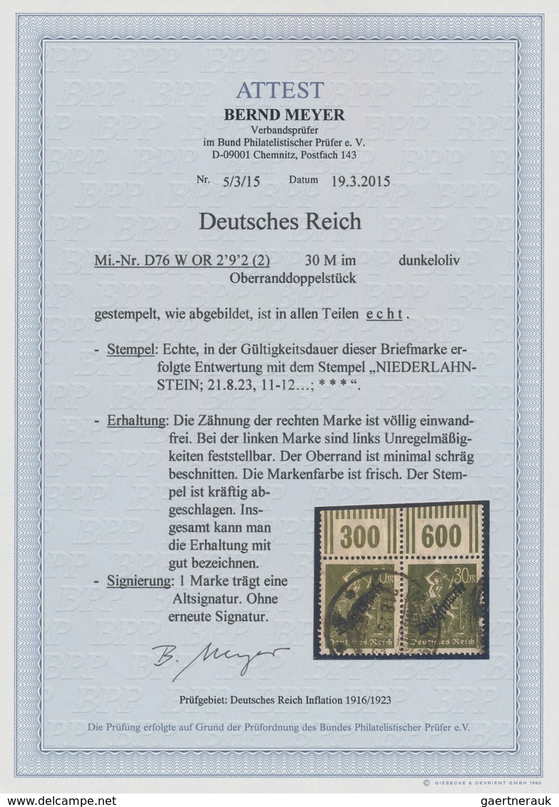 Deutsches Reich - Dienstmarken: 1923, Dienstmarken 30 M Mit Aufdruck, Waagrechtes Paar Vom Walzen-Ob - Officials