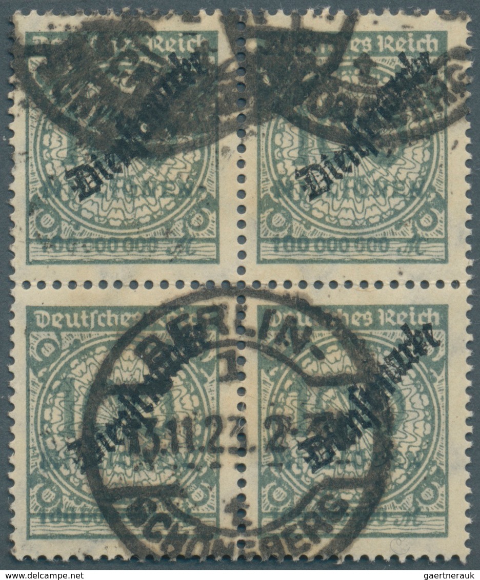 Deutsches Reich - Dienstmarken: 1923, 100 Mio. M. Schlangenaufdruck Im Tadellosen, Gestempelten Vier - Dienstmarken