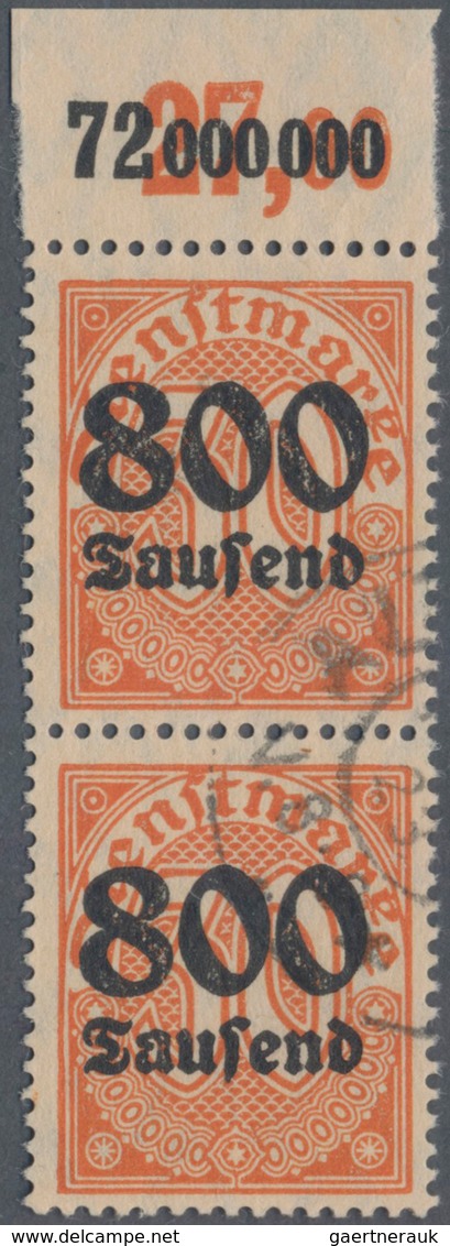 Deutsches Reich - Dienstmarken: 1923, 800 Tsd. Auf 30 Pfg. Mit Wz. Rauten, Sauber Gestempeltes Senkr - Service