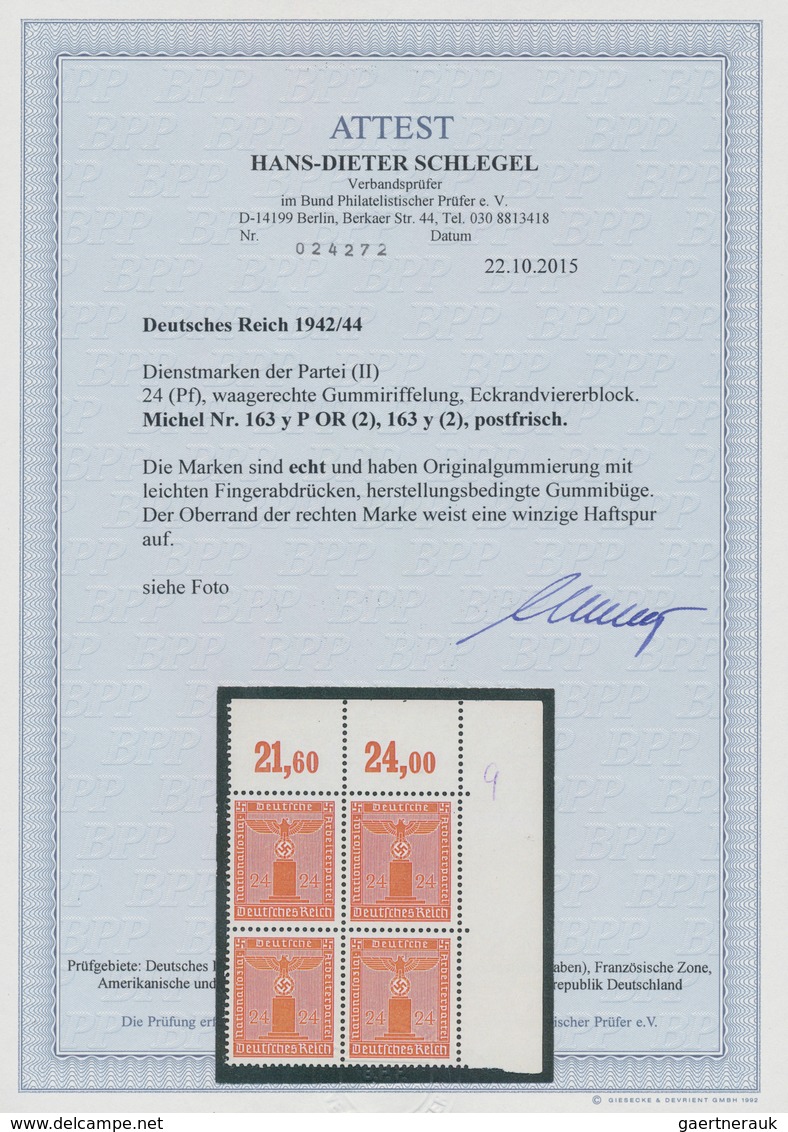 Deutsches Reich - Dienstmarken: 1942, 24 Pf. Parteidienst "Adler Auf Sockel" Ohne Wz. Mit Waagr. Gum - Dienstmarken