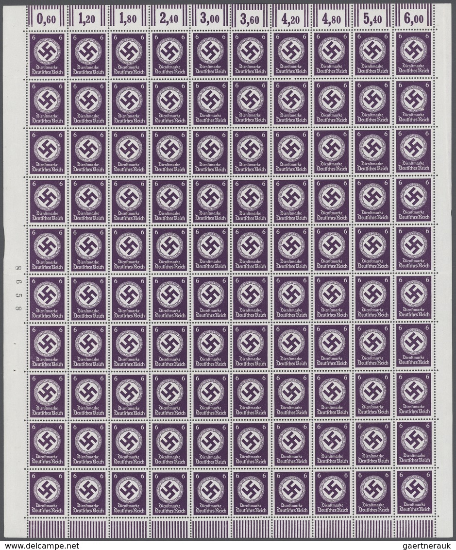 Deutsches Reich - Dienstmarken: 1943, 6 (Pf) Schwärzlichpurpurviolett Kompletter Postfrischer Bogen - Service