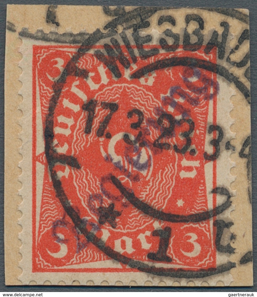 Deutsches Reich - Dienst-Kontrollaufdrucke: WIESBADEN 1922, Posthorn 3 Mark Orangerot Mit Violettsch - Officials