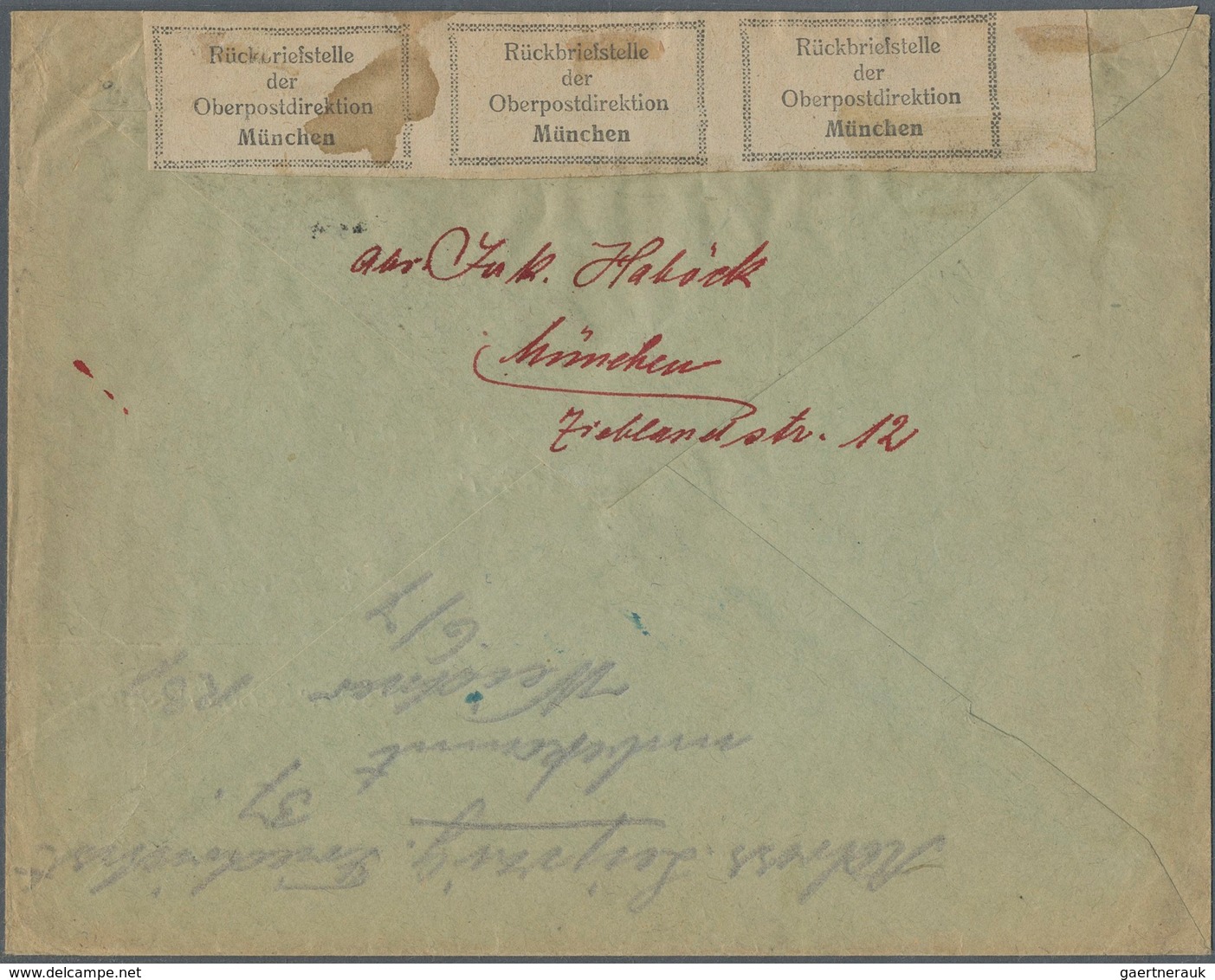 Deutsches Reich - Retourmarken: 1923, 300 Mark EF Auf Brief Von München Nach Leipzig, Rücks. Waagere - Autres & Non Classés
