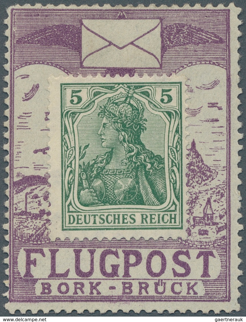 Deutsches Reich - Halbamtliche Flugmarken: 1912, Flugpostmarke Bork-Brück, Gezähnt L 12, Ungebraucht - Airmail & Zeppelin
