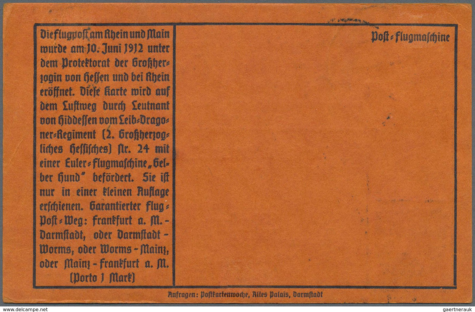 Deutsches Reich - Halbamtliche Flugmarken: 1914. Scarce Pioneer Gelber Hund - Yellow Dog Airplane Po - Poste Aérienne & Zeppelin