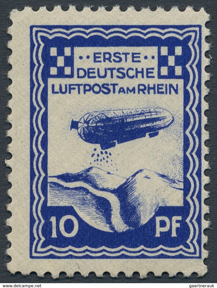 Deutsches Reich - Halbamtliche Flugmarken: 1913, Zeppelinflugtage Düsseldorf 10 Pfg. Kobaltblau, Ein - Airmail & Zeppelin